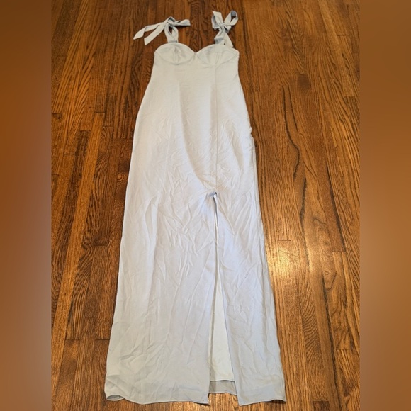 BHLDN Blue Storm Cloud Wedding Guest Sleeveless Dress with Slit Size 2 - Picture 7 of 10